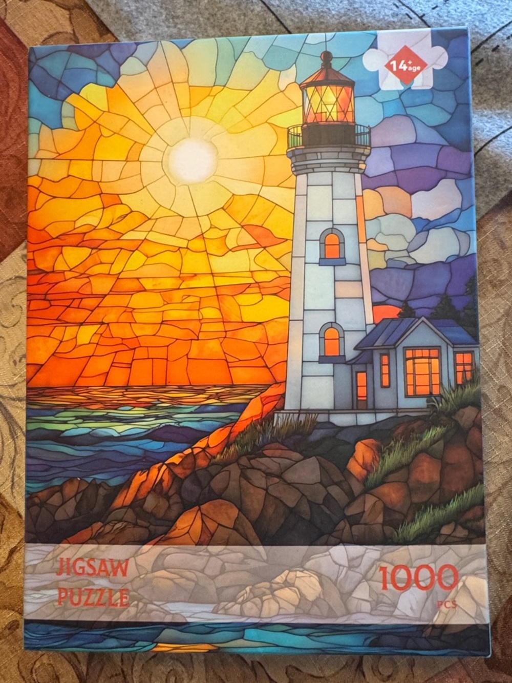 Lighthouse Sunset 1000-Piece Jigsaw Puzzle - Vibrant Orange & Blue